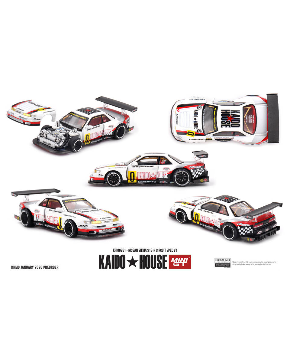 (ÖN SATIŞ) Mini GT 1/64 Kaido House Nissan Silvia S13-R Circuit Spec V1 KHMG251