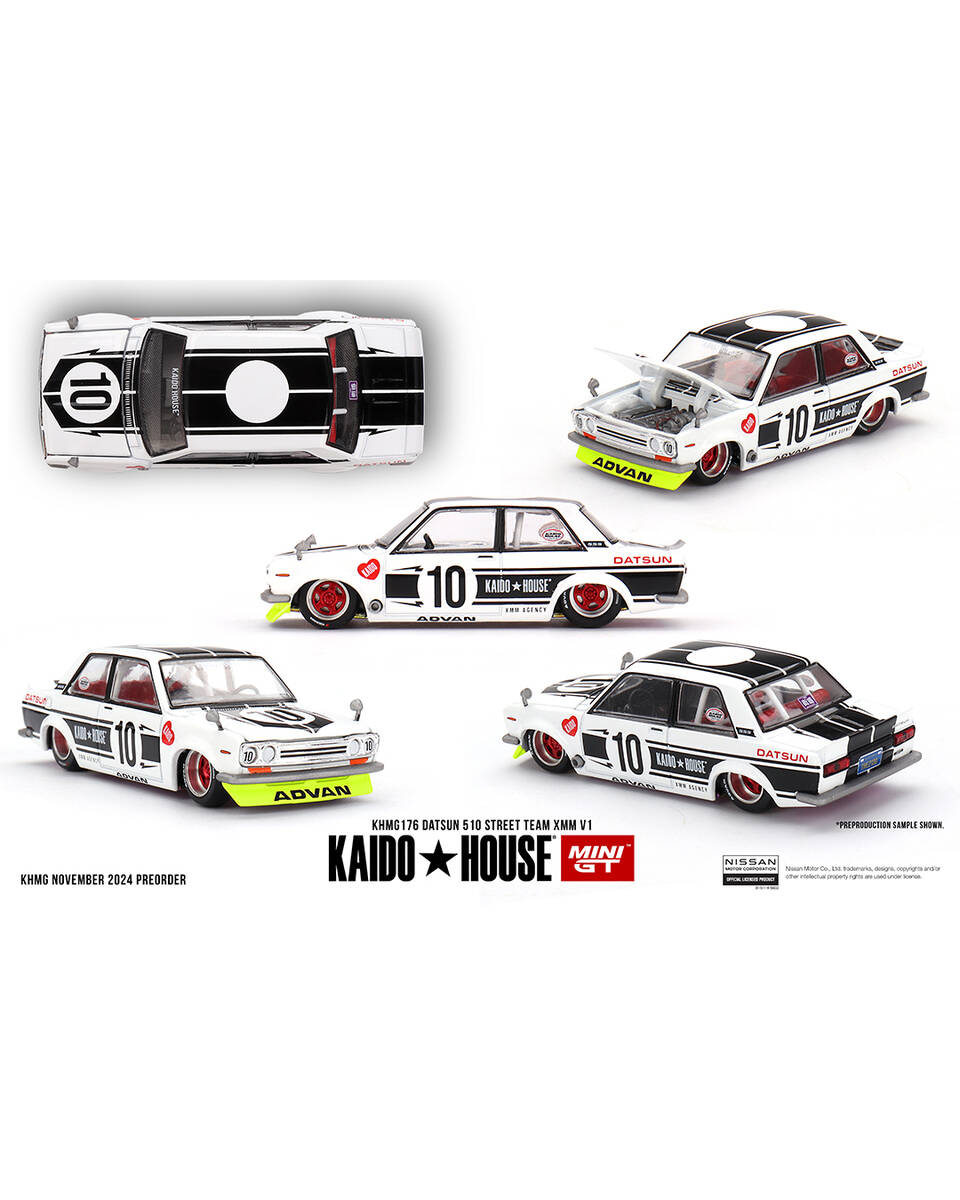 (ÖN SATIŞ) Mini GT 1/64 KaidoHouse Datsun 510 Street Team XMM V1 KHMG176