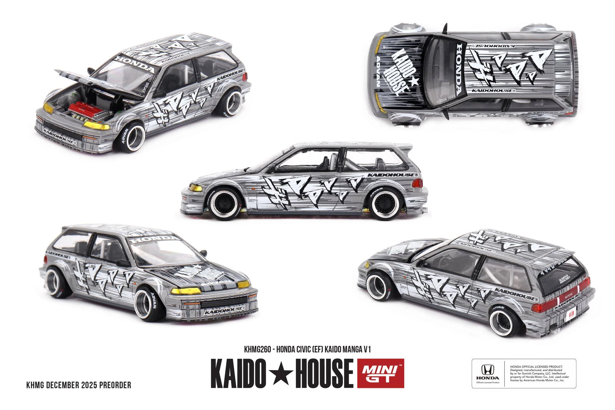 (ÖN SATIŞ) Mini GT 1/64 KaidoHouse Honda Civic (EF) Kaido Manga V1 KHMG260
