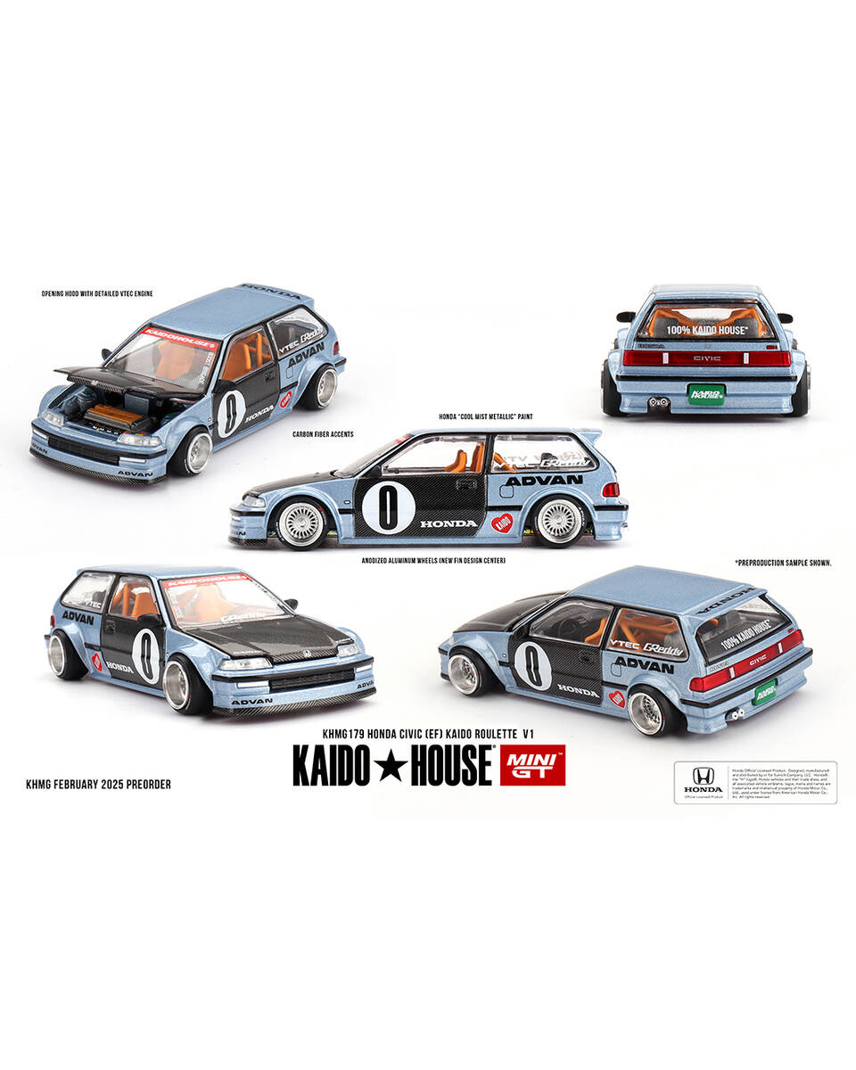 (ÖN SATIŞ) Mini GT 1/64 KaidoHouse Honda Civic (EF) Kaido Roulette V1 KHMG179 (ÖN SATIŞ) Mini GT 1/64 KaidoHouse Honda Civic (EF) Kaido Roulette V1 KHMG179