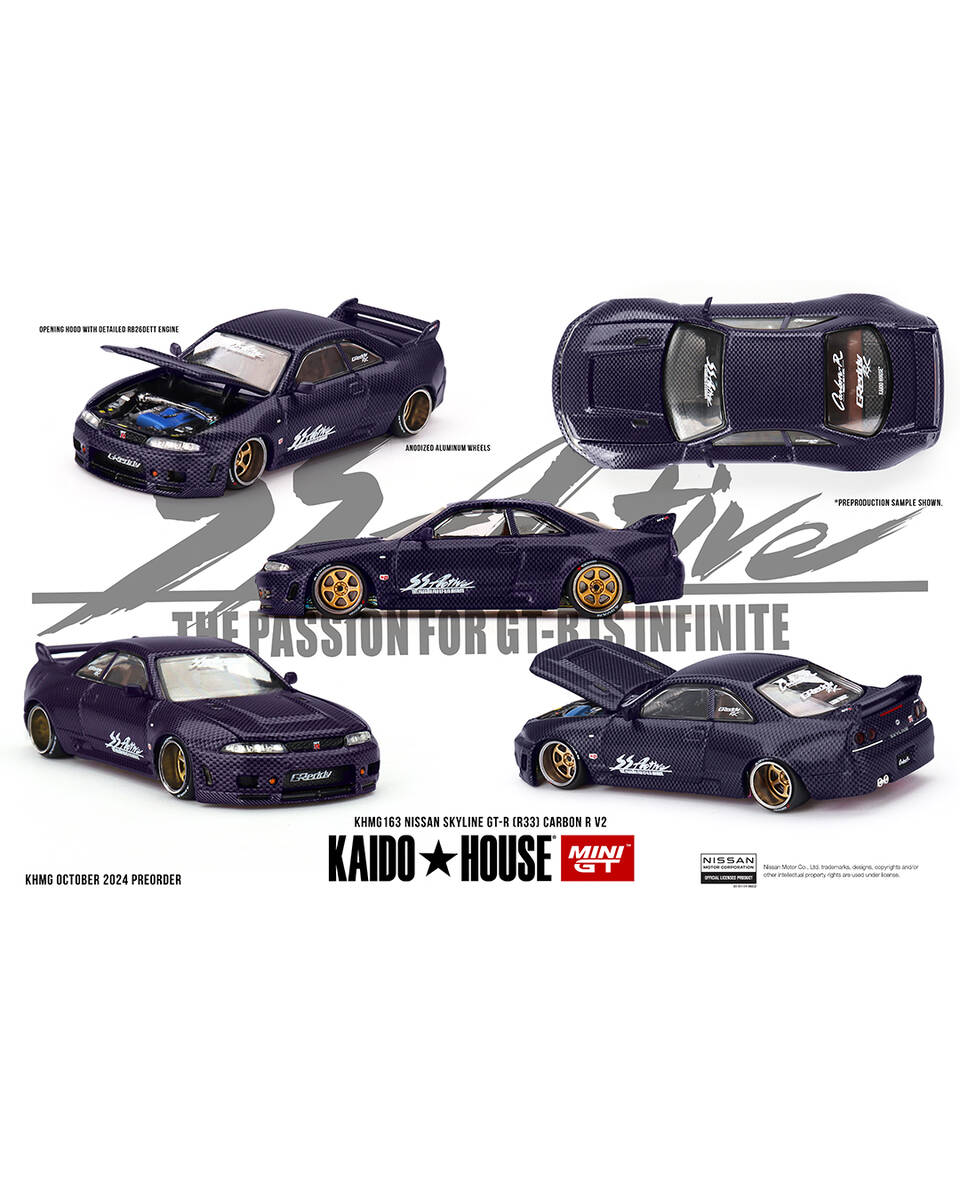 (ÖN SATIŞ) Mini GT 1/64 KaidoHouse Nissan Skyline GT-R (R33) Active Carbon R V2 KHMG163