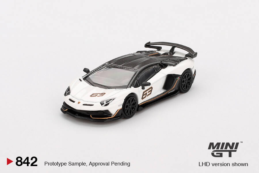 Mini GT 1/64 Lamborghini Aventador SVJ 63 Bianco Asopo MGT00842