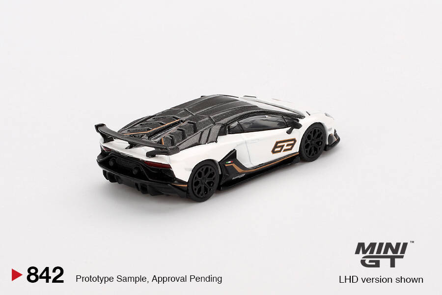 Mini GT 1/64 Lamborghini Aventador SVJ 63 Bianco Asopo MGT00842