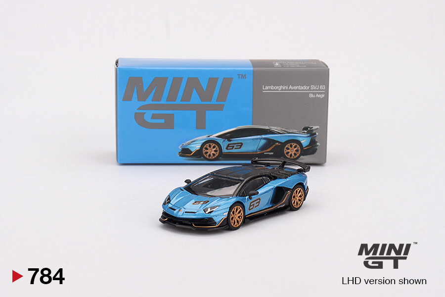 Mini GT 1/64 Lamborghini Aventador SVJ 63 Blu Aegir MGT00784 - Thumbnail