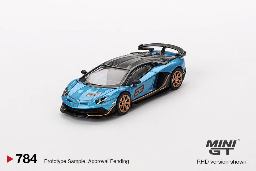 Mini GT 1/64 Lamborghini Aventador SVJ 63 Blu Aegir MGT00784