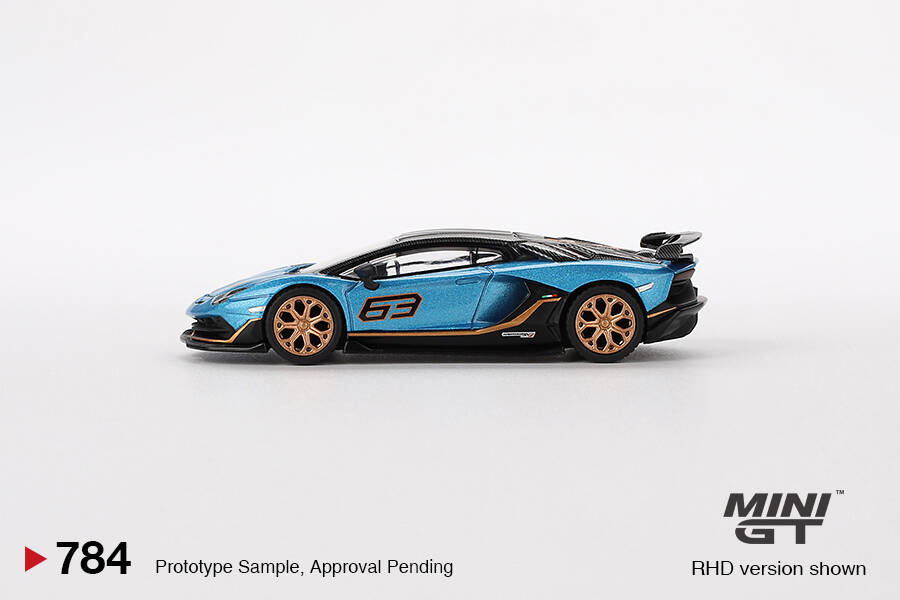 Mini GT 1/64 Lamborghini Aventador SVJ 63 Blu Aegir MGT00784