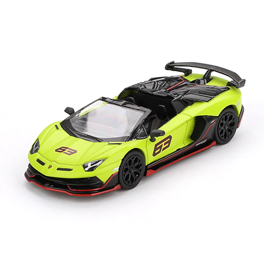 (ÖN SATIŞ) Mini GT 1/64 Lamborghini Aventador SVJ 63 Roadster Verde Shock - Blister Paket MGT00887-BL