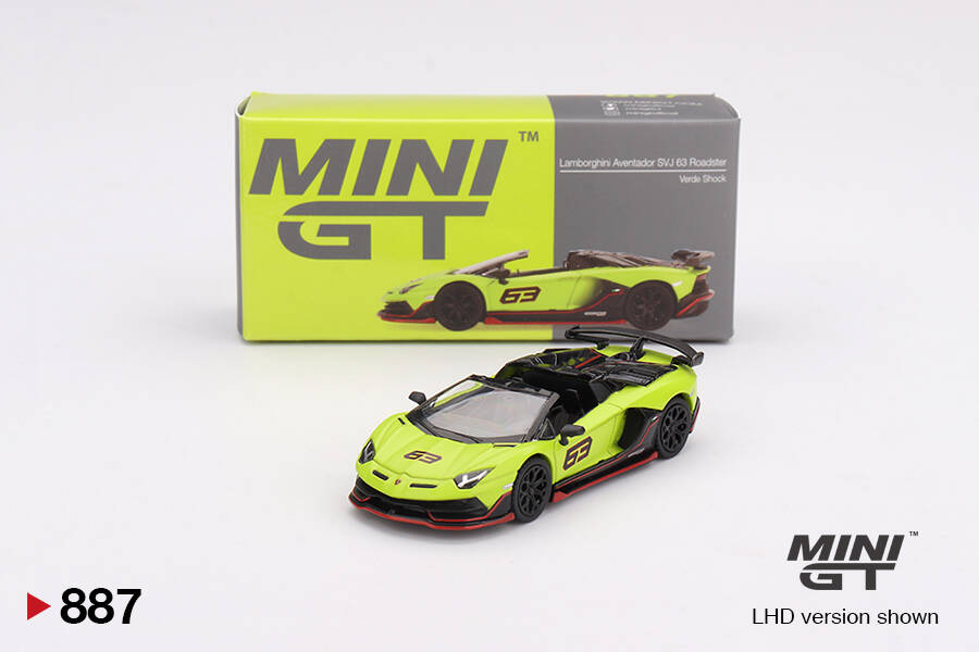 (ÖN SATIŞ) Mini GT 1/64 Lamborghini Aventador SVJ 63 Roadster Verde Shock MGT00887