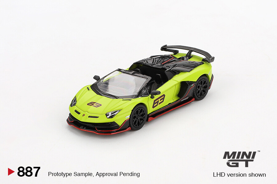 (ÖN SATIŞ) Mini GT 1/64 Lamborghini Aventador SVJ 63 Roadster Verde Shock MGT00887 - Thumbnail