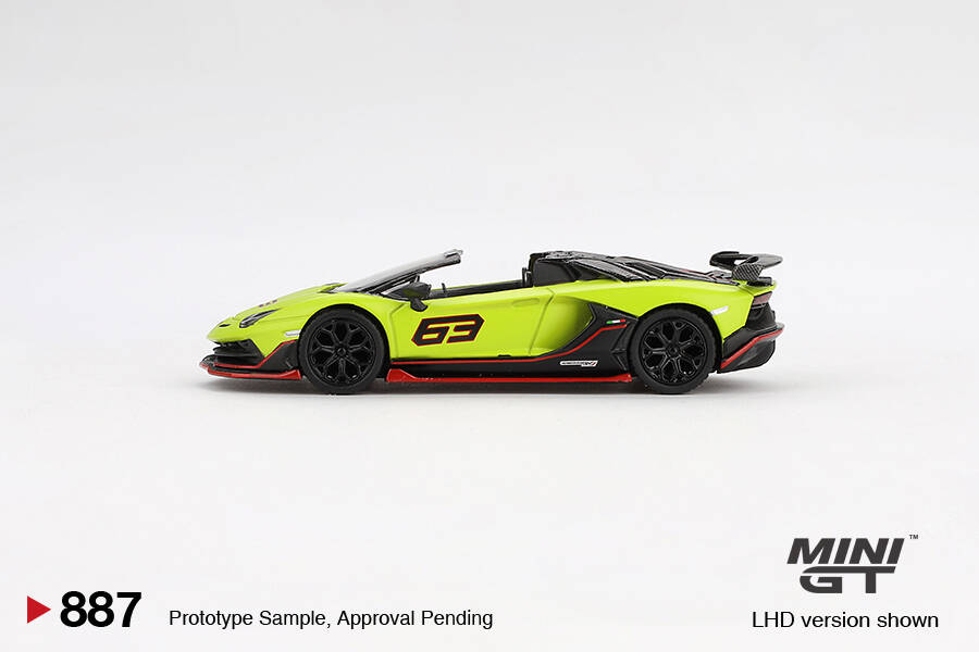 (ÖN SATIŞ) Mini GT 1/64 Lamborghini Aventador SVJ 63 Roadster Verde Shock MGT00887
