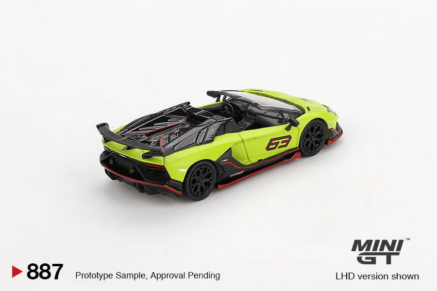 (ÖN SATIŞ) Mini GT 1/64 Lamborghini Aventador SVJ 63 Roadster Verde Shock MGT00887