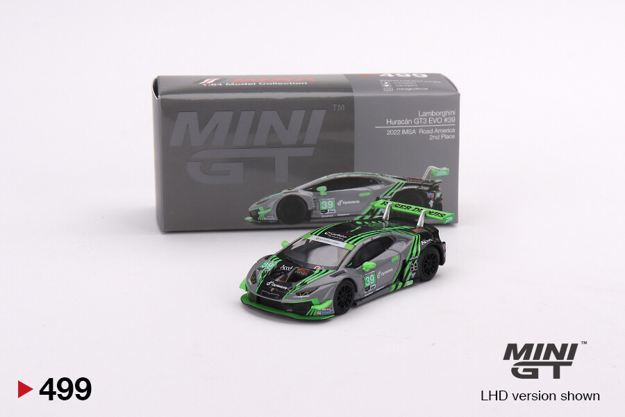 Mini GT 1/64 Lamborghini Huracán GT3 EVO #39 2022 IMSA Road America2nd Place MGT00499 - Thumbnail