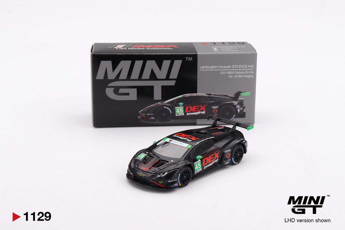 (ÖN SATIŞ) Mini GT 1/64 Lamborghini Huracán GT3 EVO2 No. 45 DEX Imaging 2024 IMSA Daytona 24Hrs MGT01129 - Thumbnail