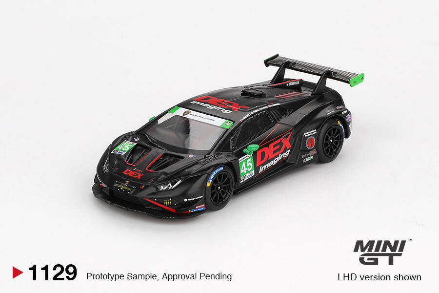 (ÖN SATIŞ) Mini GT 1/64 Lamborghini Huracán GT3 EVO2 No. 45 DEX Imaging 2024 IMSA Daytona 24Hrs MGT01129