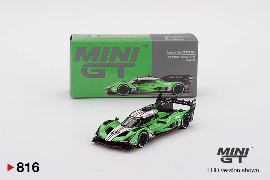 Mini GT 1/64 Lamborghini SC63 #63 Iron lynx 2024 IMSA Sebring 12 Hrs MGT00816