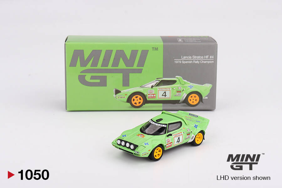 (ÖN SATIŞ) Mini GT 1/64 Lancia Stratos HF #4 1979 Spanish Rally Champion MGT01050