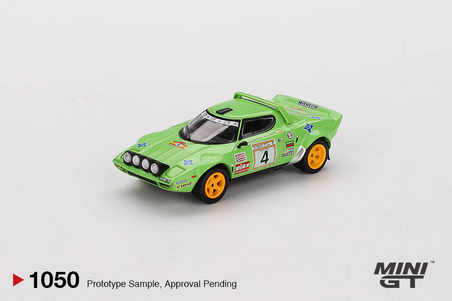 (ÖN SATIŞ) Mini GT 1/64 Lancia Stratos HF #4 1979 Spanish Rally Champion MGT01050
