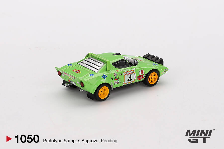 (ÖN SATIŞ) Mini GT 1/64 Lancia Stratos HF #4 1979 Spanish Rally Champion MGT01050