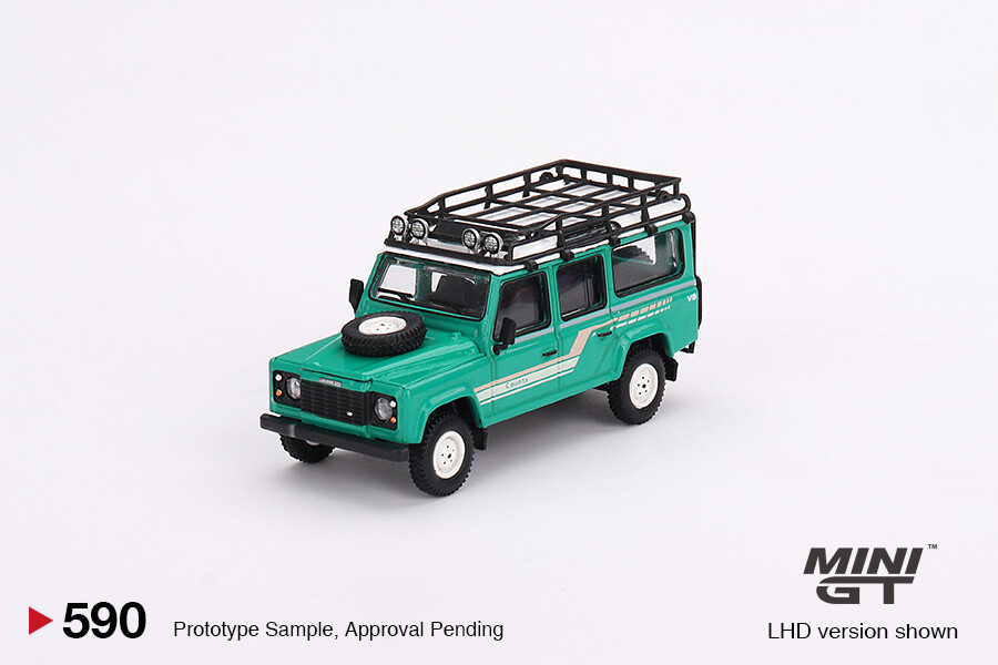 Mini GT 1/64 Land Rover Defender 110 1985 County Station Wagon Trident Green MGT00590 - Thumbnail