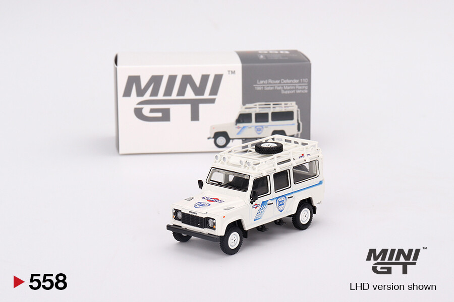 Mini GT 1/64 Land Rover Defender 110 1991 Safari Rally Martini Racing Support Vehicle MGT00558 - Thumbnail