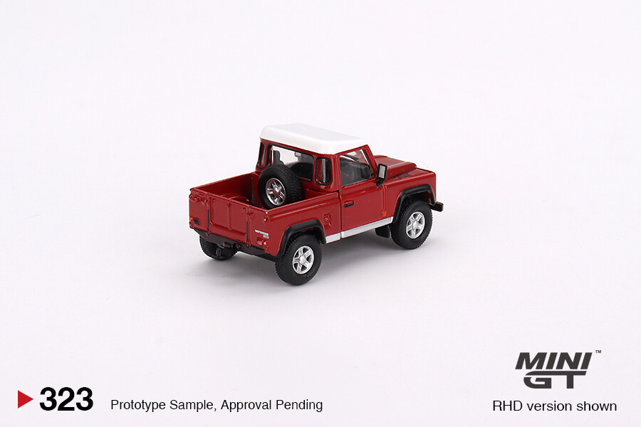 Mini GT 1/64 Land Rover Defender 90 Pickup Masai Red MGT00323 - Thumbnail