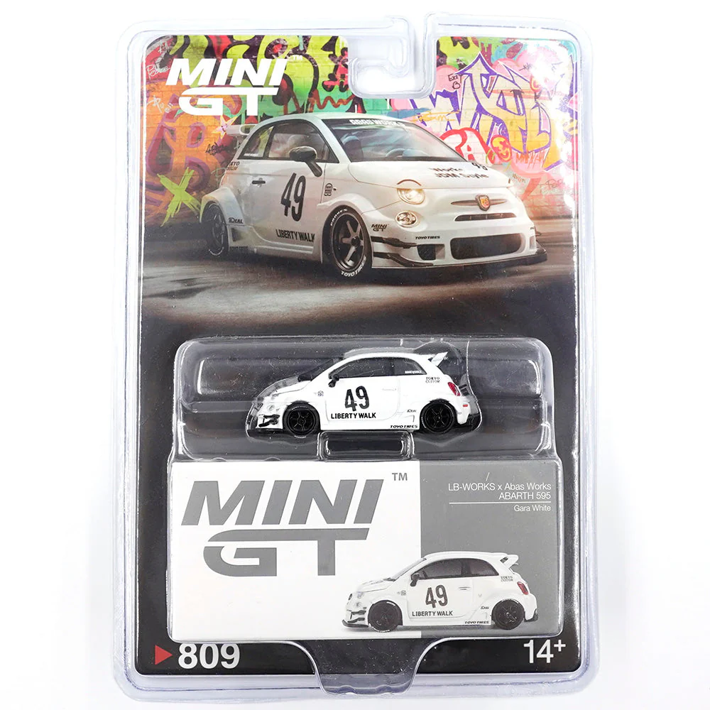 (ÖN SATIŞ) Mini GT 1/64 LB-WORKS x Abas Works ABARTH 595 Gara White - Blister Paket MGT00809-BL