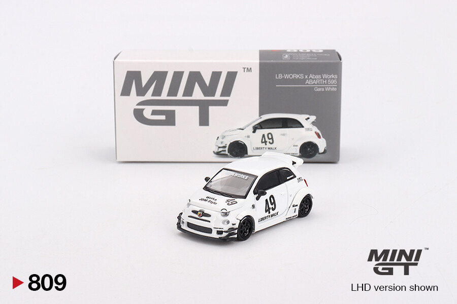 (ÖN SATIŞ) Mini GT 1/64 LB-WORKS x Abas Works ABARTH 595 Gara White MGT00809 - Thumbnail