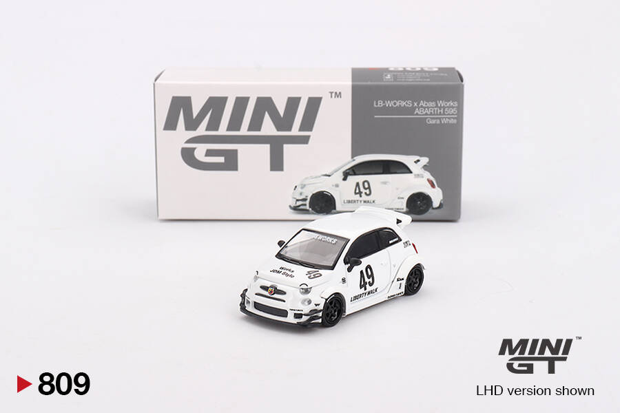 (ÖN SATIŞ) Mini GT 1/64 LB-WORKS x Abas Works ABARTH 595 Gara White MGT00809
