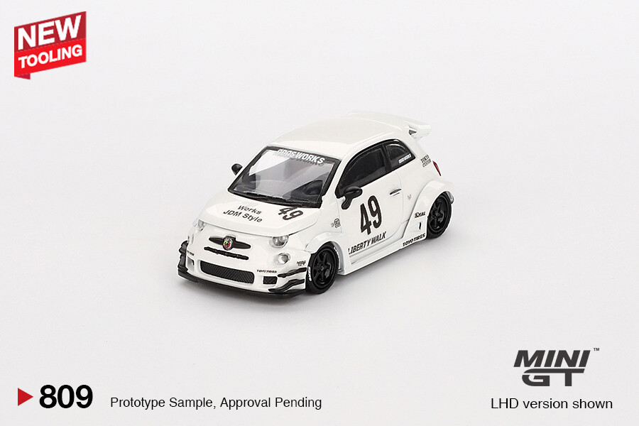 (ÖN SATIŞ) Mini GT 1/64 LB-WORKS x Abas Works ABARTH 595 Gara White MGT00809 - Thumbnail