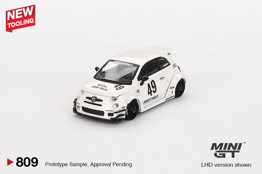 (ÖN SATIŞ) Mini GT 1/64 LB-WORKS x Abas Works ABARTH 595 Gara White MGT00809