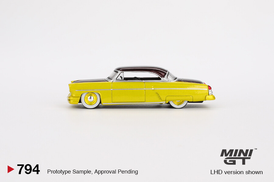 Mini GT 1/64 Lincoln Capri Hot Rod 1954 Lime Yellow MGT00794 - Thumbnail