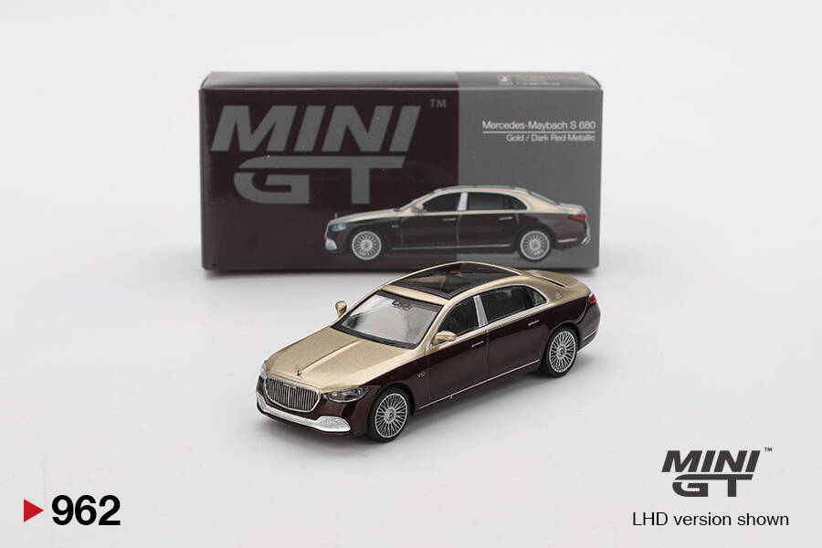 (ÖN SATIŞ) Mini GT 1/64 Mercedes-Maybach S680 Gold / Dark Red Metallic MGT00962