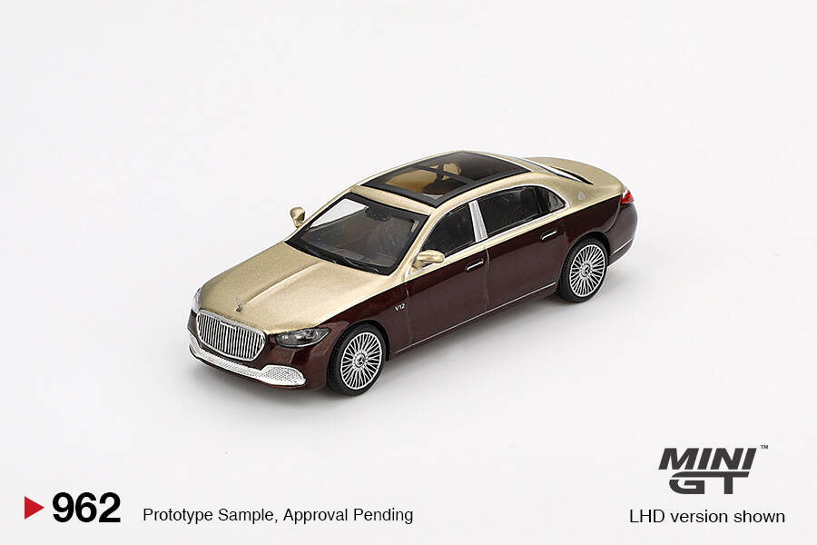 (ÖN SATIŞ) Mini GT 1/64 Mercedes-Maybach S680 Gold / Dark Red Metallic MGT00962
