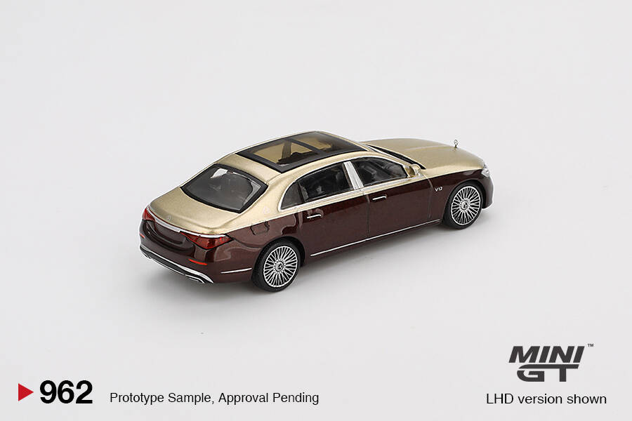 (ÖN SATIŞ) Mini GT 1/64 Mercedes-Maybach S680 Gold / Dark Red Metallic MGT00962