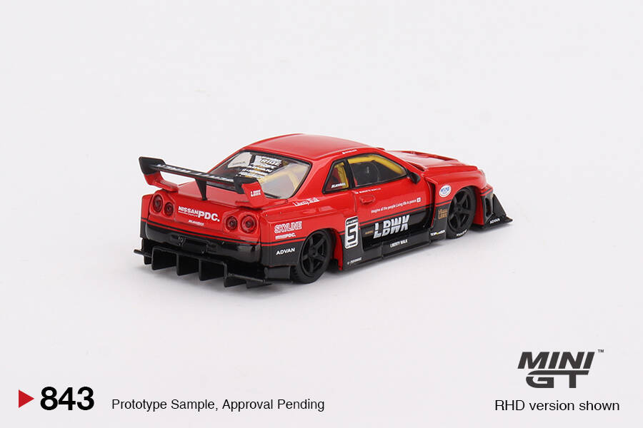 Mini GT 1/64 Nissan LB-ER34 Super Silhouette SKYLINE Red/Black MGT00843