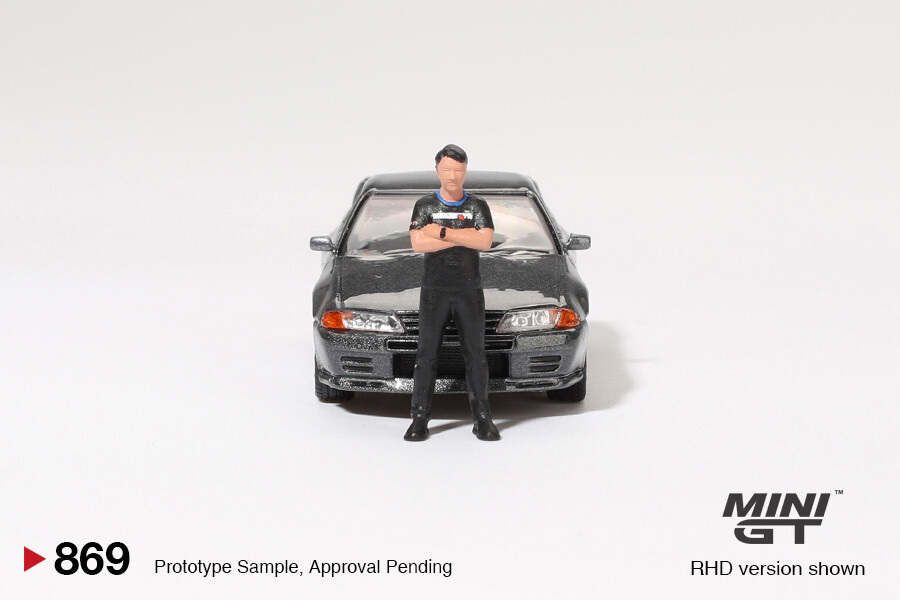 (ÖN SATIŞ) Mini GT 1/64 Nissan Skyline GT-R (R32)Gunmetal W/ Matsuda Figure Tsugio Matsuda Collection MGT00869 - Thumbnail