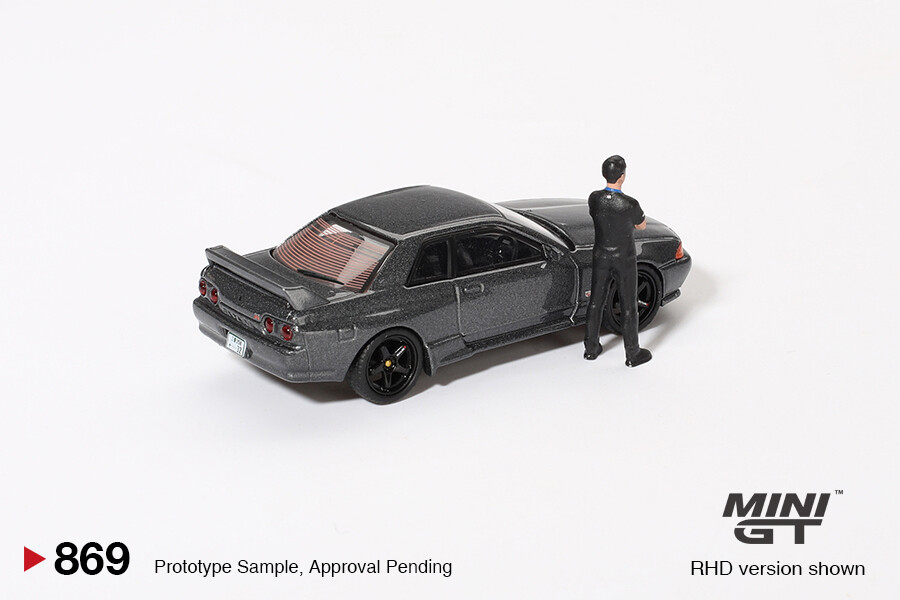 (ÖN SATIŞ) Mini GT 1/64 Nissan Skyline GT-R (R32)Gunmetal W/ Matsuda Figure Tsugio Matsuda Collection MGT00869 - Thumbnail