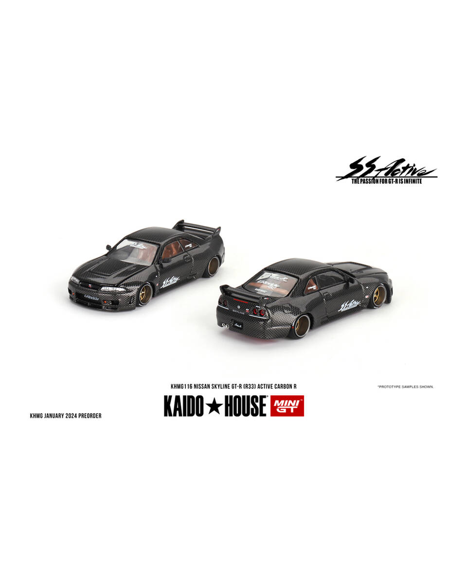 Mini GT 1/64 Nissan Skyline GT-R (R33) Active Carbon R KHMG116