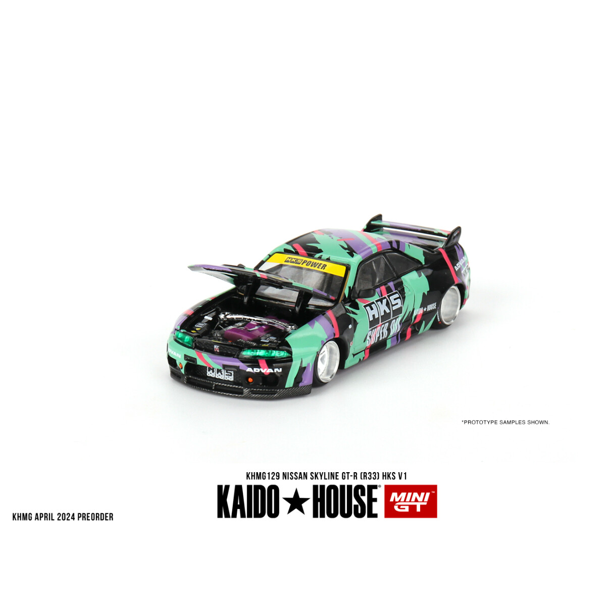 Mini GT 1/64 Nissan Skyline GT-R (R33) HKS V1 KHMG129 - Thumbnail