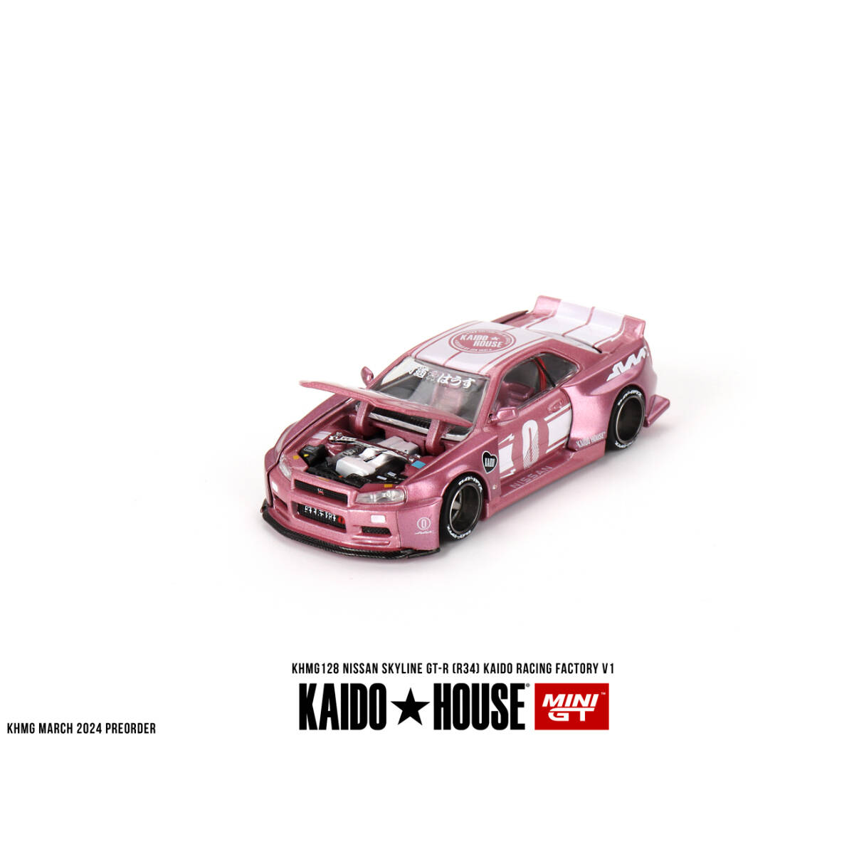 Mini GT 1/64 Nissan Skyline GT-R (R34) KAIDO RACING FACTORY V1 24 KHMG128