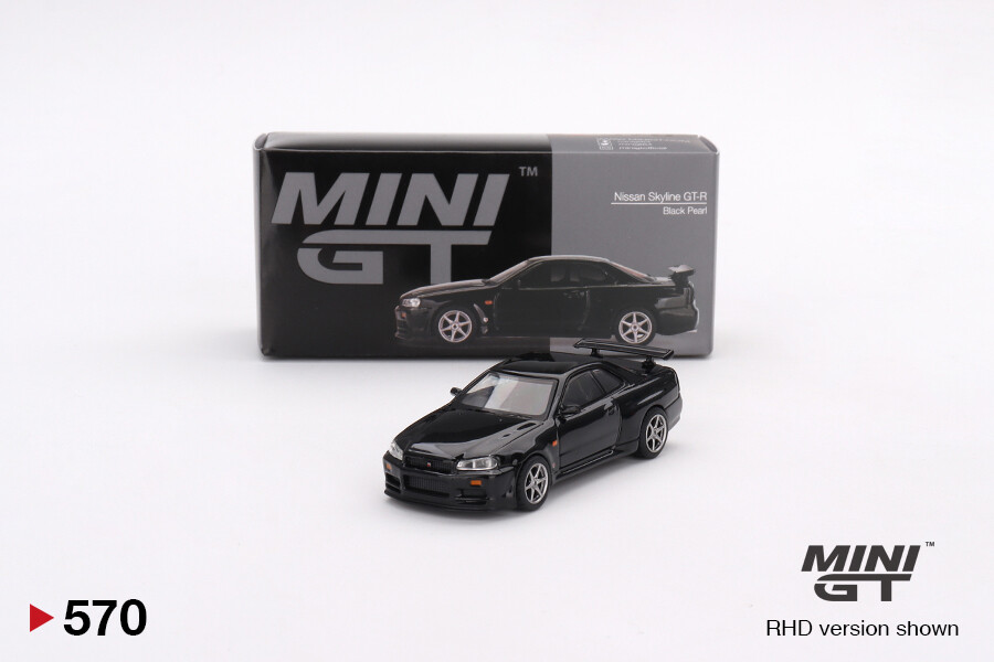 Mini GT 1/64 Nissan Skyline GT-R (R34) V-Spec Black Pearl MGT00570 - Thumbnail