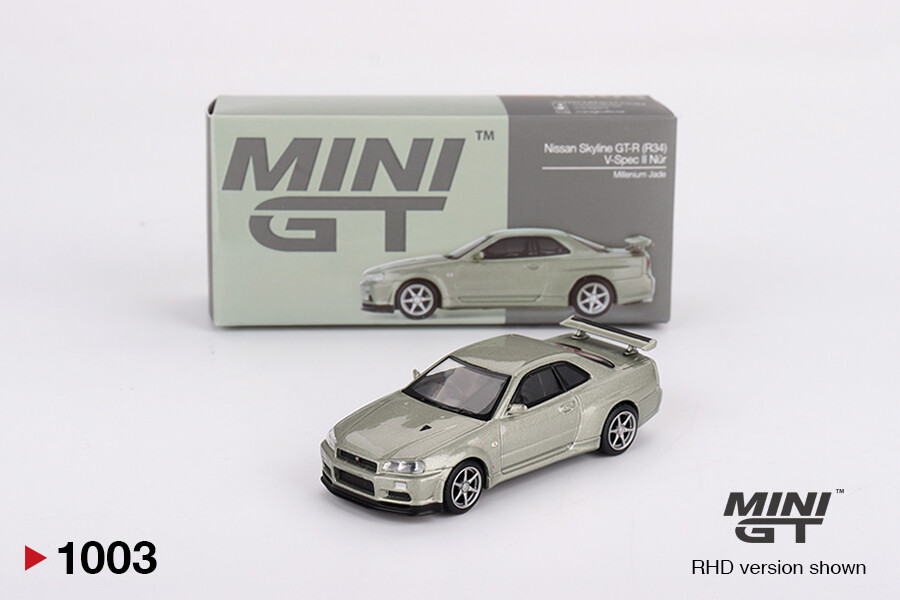 (ÖN SATIŞ) Mini GT 1/64 Nissan Skyline GT-R (R34) V-Spec II Nür Millenium Jade MGT01003 - Thumbnail