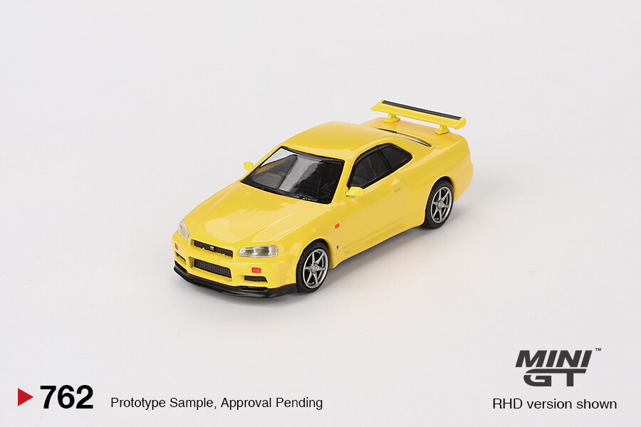 Mini GT 1/64 Nissan Skyline GT-R (R34) V-Spec Lightning Yellow MGT00762 - Thumbnail