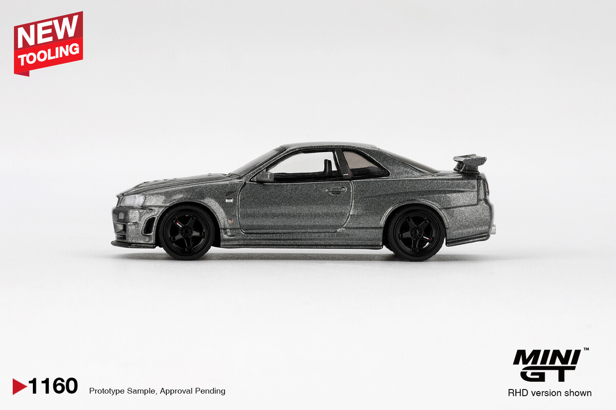 (ÖN SATIŞ) Mini GT 1/64 Nissan Skyling GT-R Dark Metal Gray (NISMO BNR34 CRS Version) MGT01160 - Thumbnail
