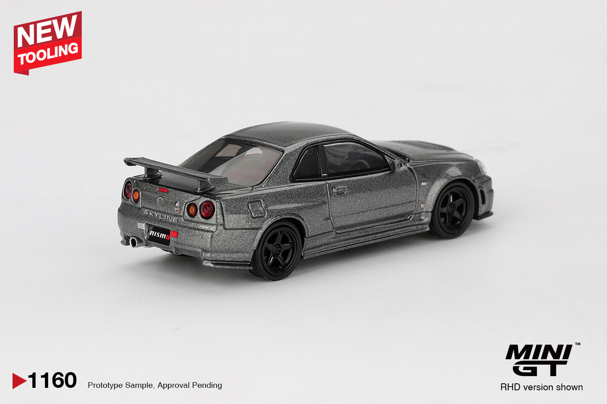 (ÖN SATIŞ) Mini GT 1/64 Nissan Skyling GT-R Dark Metal Gray (NISMO BNR34 CRS Version) MGT01160 - Thumbnail