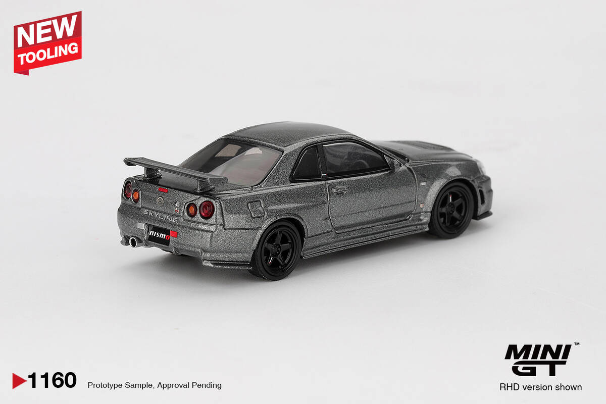 (ÖN SATIŞ) Mini GT 1/64 Nissan Skyling GT-R Dark Metal Gray (NISMO BNR34 CRS Version) MGT01160