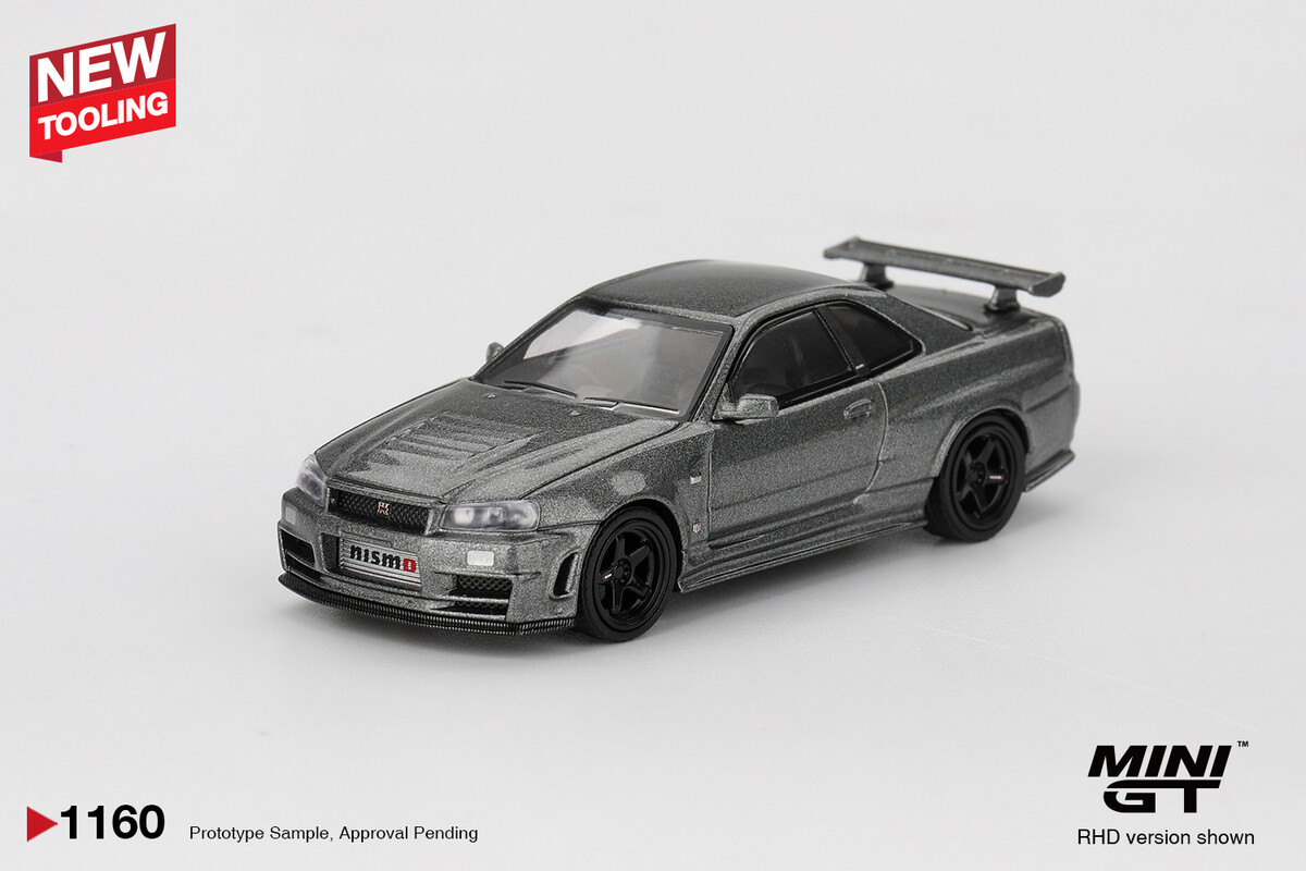 (ÖN SATIŞ) Mini GT 1/64 Nissan Skyling GT-R Dark Metal Gray (NISMO BNR34 CRS Version) MGT01160 - Thumbnail