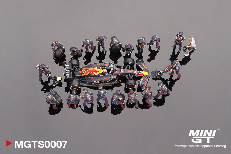 Mini GT 1/64 Oracle Red Bull Racing RB18 Max Verstappen 2022 Abu Dhabi GP Pit Crew Set -Limited Edition 5000 Sets MGTS0007 - Thumbnail