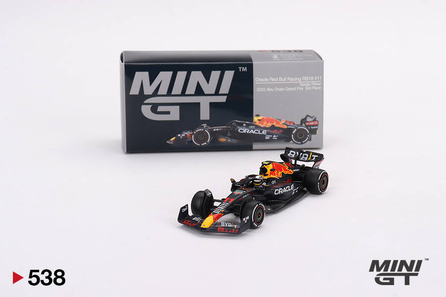 Mini GT 1/64 Oracle Red Bull Racing RB18 #11 Sergio Pérez 2022 Abu Dhabi Grand Prix 3rd Place MGT00538