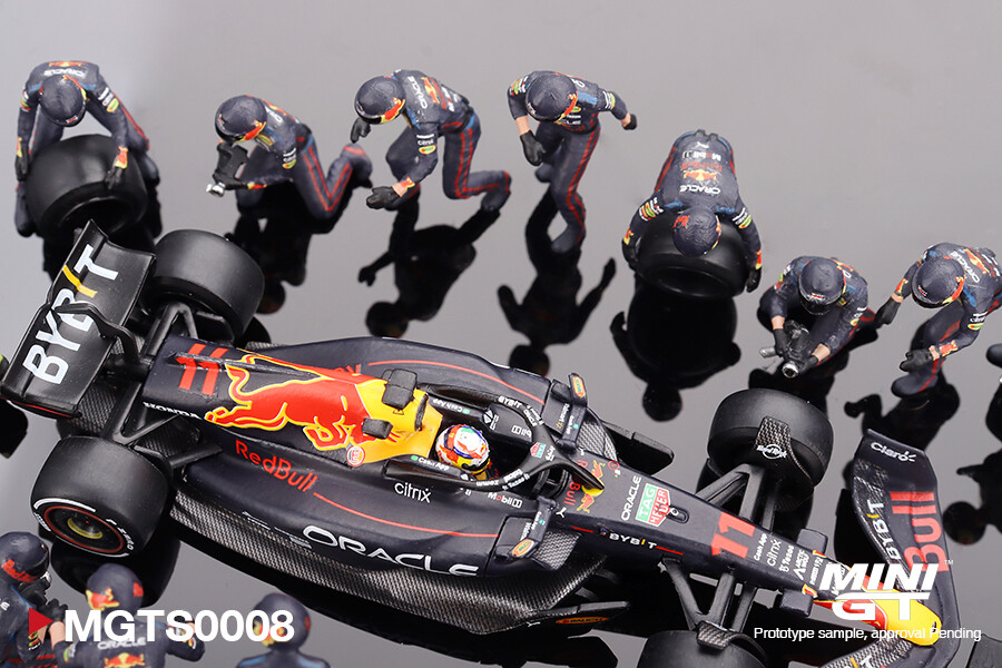 Mini GT 1/64 Oracle Red Bull Racing RB18 Sergio Pérez 2022 Abu Dhabi GP Pit Crew Set Limited Edition 5000 Sets MGTS0008 - Thumbnail